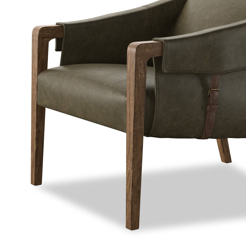 Karin 27" Wide Armchair, Dulane Moss Genuine Leather, Brown