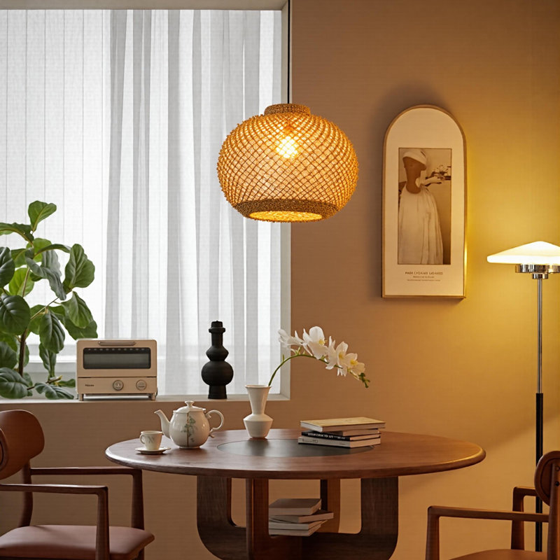 Luminaire suspendu 1 lumière Globe de ruppie maritime, H 89 po x l 13,77 po x P 13,77 po