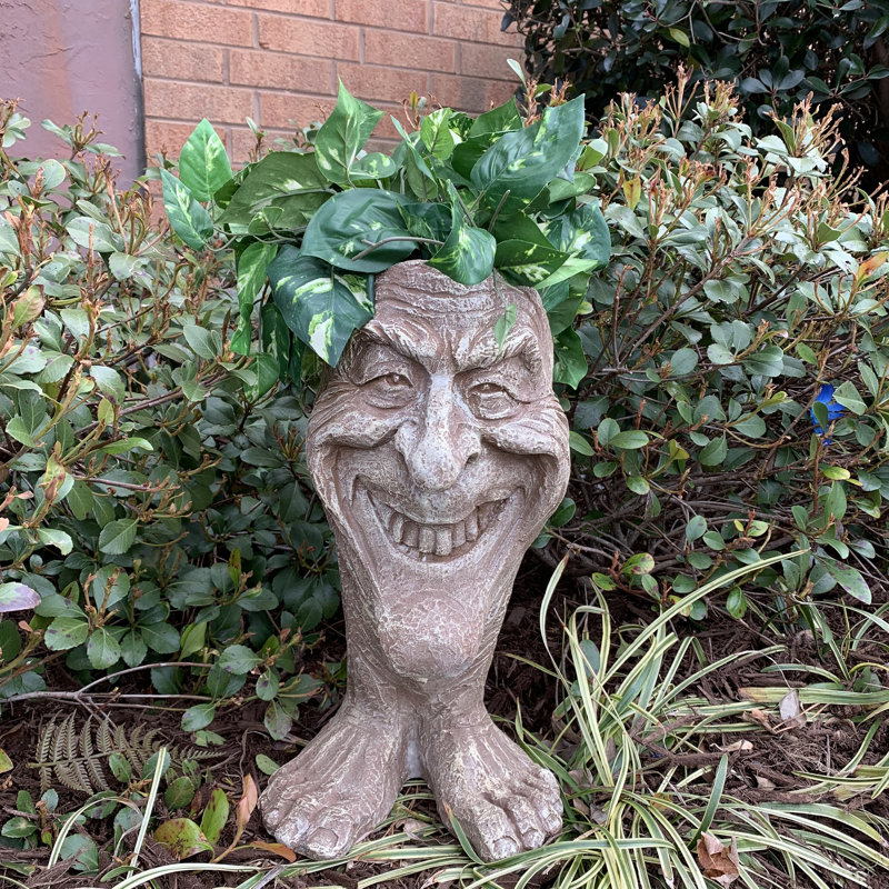 Pot à fleurs Muggly's Uncle Lucky Face, Délavé à la pierre