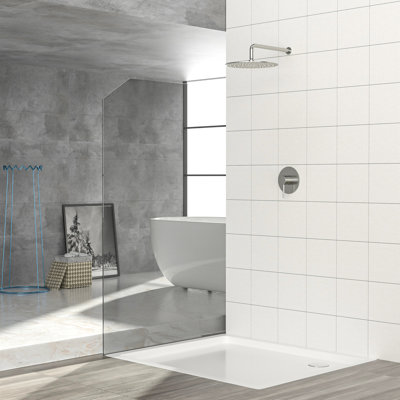 Brushed Nickel Shower System - 10" Rainfall Head, Valve, Wall Mount, Easy Install & Swallowtail Butterfly Faucet With 10-Inch Head And Valve In Wash