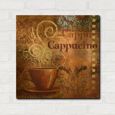« Coffee 2 Cappuccino » de Viv Eisner, tableau mural en métal doré, 61 cm x 61 cm