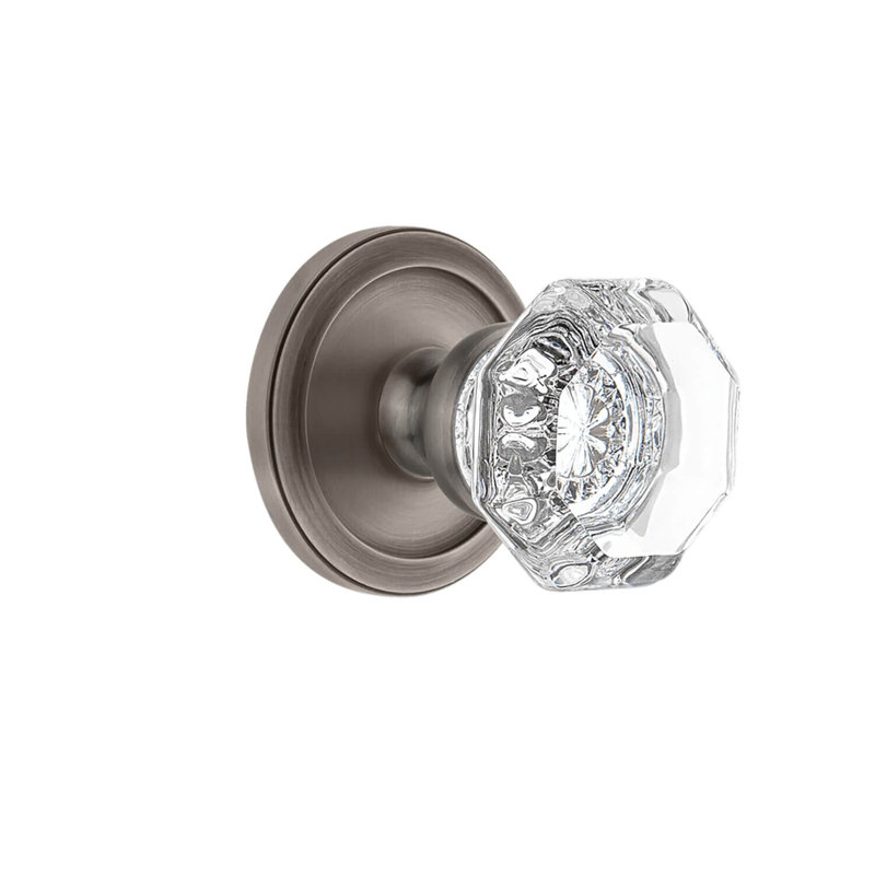 Chambord Door Knob with Circulaire Rosette, Passage (Hall & Closet), 2 3/8", Antique Pewter
