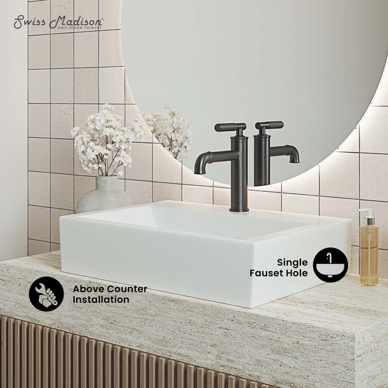 Lavabo vasque rectangulaire en céramique Claire 20, Blanc mat