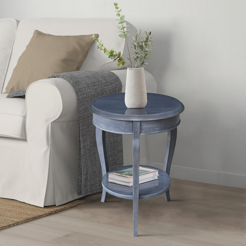 Maretti Solid Wood End Table, Heather Gray-Antique Washed