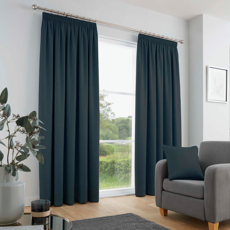 Galaxy Room Darkening Curtain Pair, Width 117 x Drop 137 cm, Navy