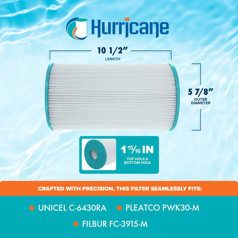 Hurricane Advanced Spa Filter Cartridge, Pleatco PWK30-M and Unicel C-6430RA (4 Pack)