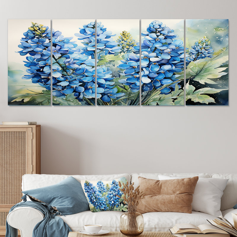 "Blue Bonnets Ballet Horizon I", 5 pièces "Blue Bonnets Ballet Horizon I", 5 pièces, H 28 po x l 60 po