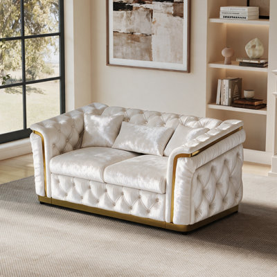 67.5" Tufted Silver-Thread Velvet Loveseat with Removable Cushion Covers