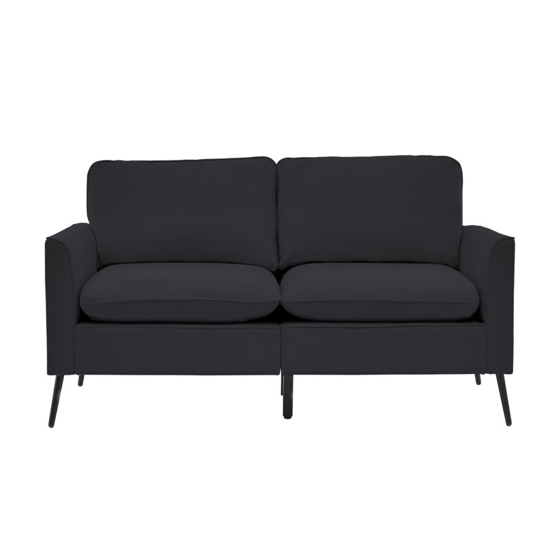 Causeuse en cuir rembourré TS Cat, Black Faux Leather