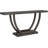 63-Inch Geometric Base Slim Console Table, Upholstered Sofa Back Table With Shelves For Living Room Foyer Hallway (Rustic Brown)-2075540845