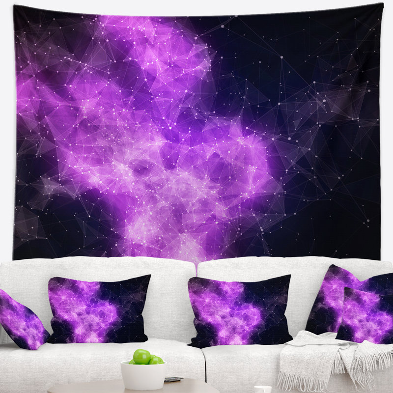 Tapisserie nebula violet fractal, H 32 po x l 39 po
