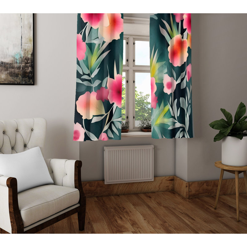 Paire de rideaux semi-transparents en polyester Dhirender, L 40 po x L 61 po