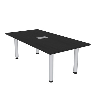 Rectanglar Meeting Room Table with Post Legs Data and Electric by Inbox Zero