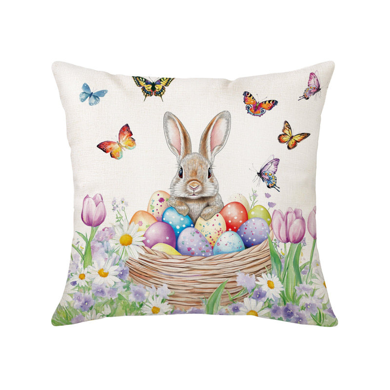 Coussins décoratifs pour lapin de Pâques et motifs d'œufs de Pâques, Multicolor