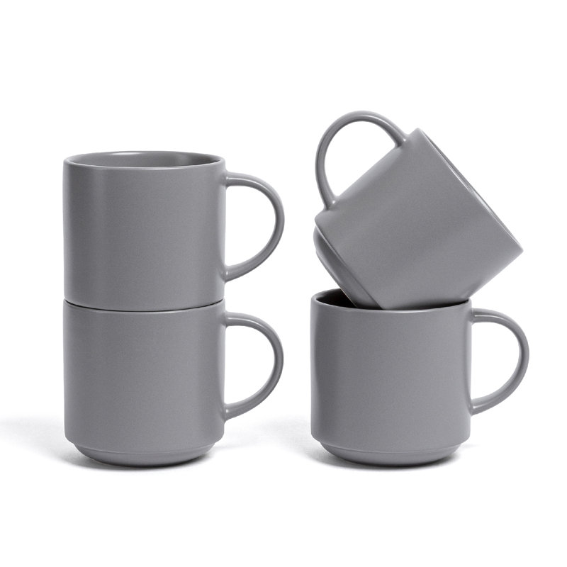 Gray Ceramic Stackable Holiday Mugs Set of 4