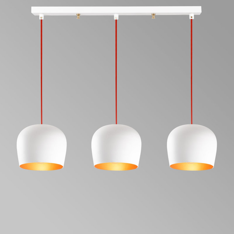 3 - Light Kitchen Island Pendant, White/Red, White