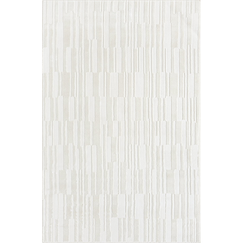 Tapis linéaire texturé crème Abani Jceura NTL180A, Rectangle 6 pi x 9 pi
