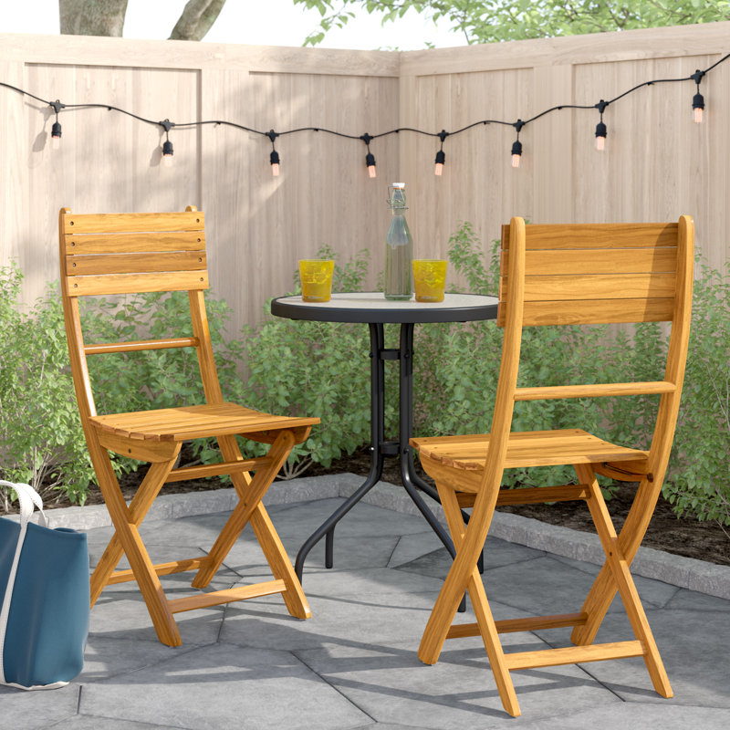 Remillard Premium All-Weather Wicker Outdoor Folding Dining Side Chair, Natural Stained