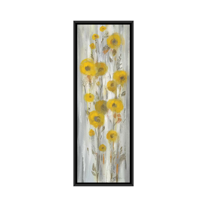 « route fleurs ii » par silvia vassileva,, impression sur toile tendue, H 60 po x l 20 po x P 1,5 po, Toile avec cadre noir