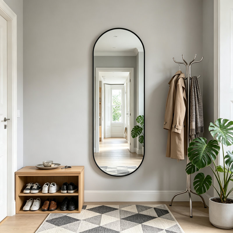 Oval Full‑Length Wall Mirror, 65" H x 22" W