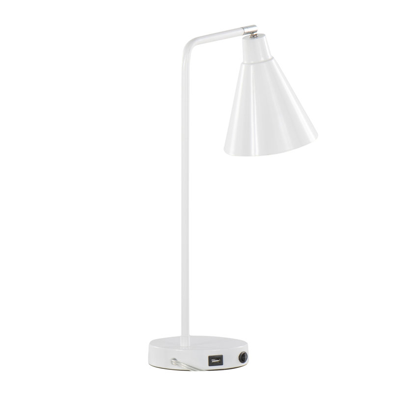 Lampe de travail contemporaine en métal 19 "avec port USB intégré Pix de Grandview Gallery par LumiSource, Blanc, Blanc