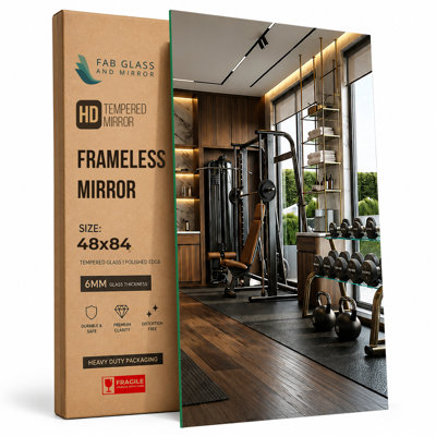 Fab Glass and Mirror Large Gym Mirror for Home Gym 48x84 - Full Length HD Tempered Glass Wall Panel - Professional Workout Display with Safety Backing - 1/4 Inch Commercial Grade