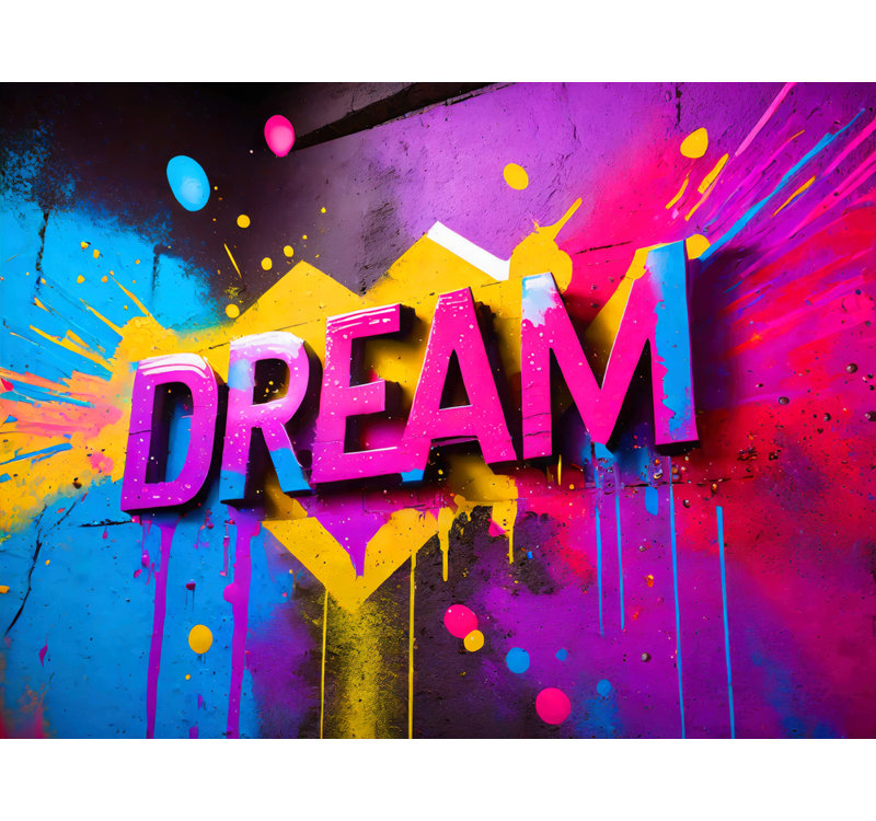 «Neon Graffiti Dream 10» par Stephen Chambers, reproduction sur toile tendue, H 26 po x l 32 po x P 1,5 po
