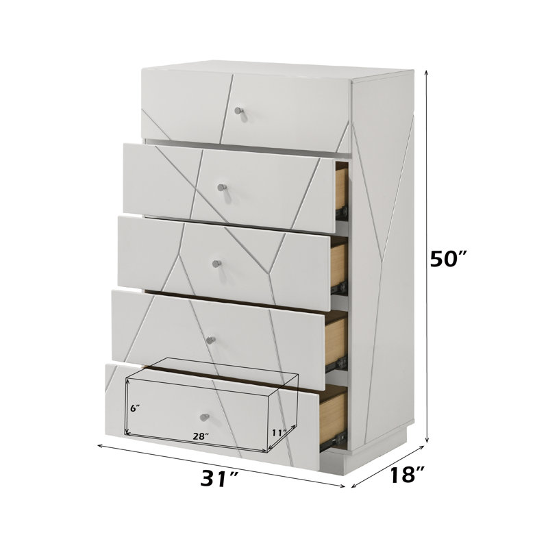 Esther White & Silver High Gloss Chest
