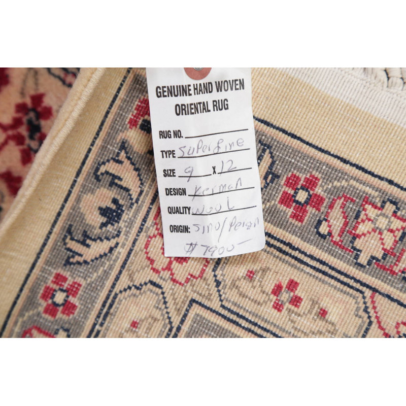 Tapis unique en laine noué à la main beige de 8 pi 10 po x 11 pi 11 po Ninaire