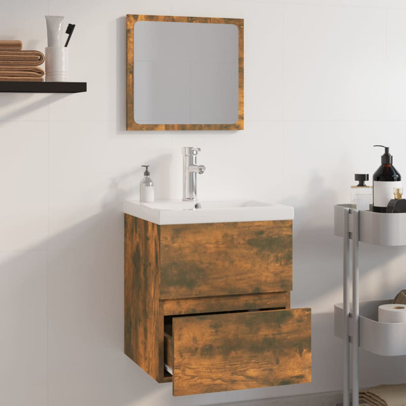 Ranlo Bathroom Storage Furniture Set, Smoked Oak