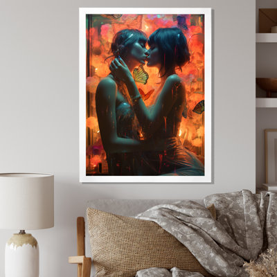 «Retro Portrait Of Lovers Kissing I» sur toile