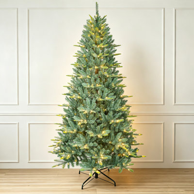 Pre-Lit Blue Spruce Artificial Christmas Tree, LED Lights & Metal Stand