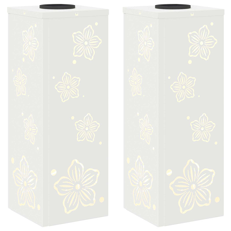 Solar Powered Steel Pathway Light, 50cm H x 18cm W x 18cm D, White
