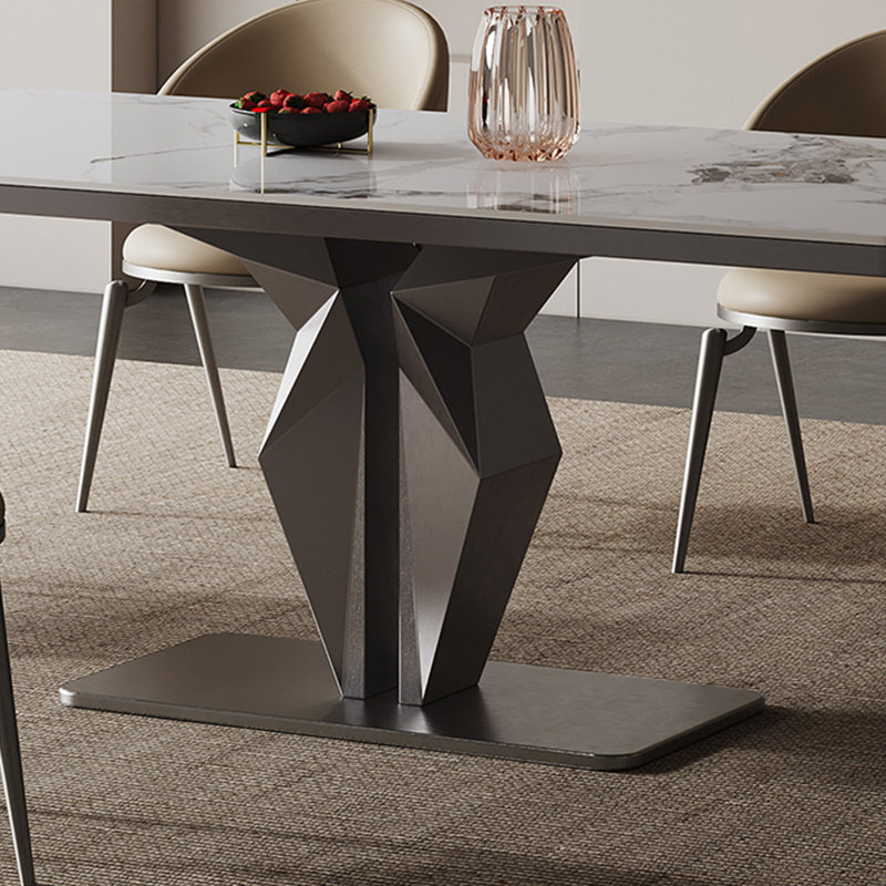 Modern simple rectangular dining table set, Gray, 29.5"H x 78.7"L x 35.4"W