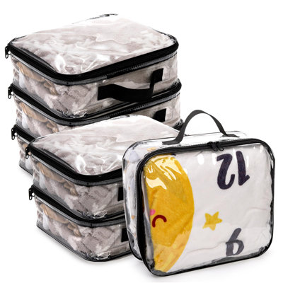 Large Clear Travel Packing Cube, See-Through PVC Organizer, Vinyl Zippered Storage Bags Multipurpose Pouch with Handle for Suitcase Pants, Cashmere, Sweaters Shirts Dress Storage(6 Pack/Clear)
