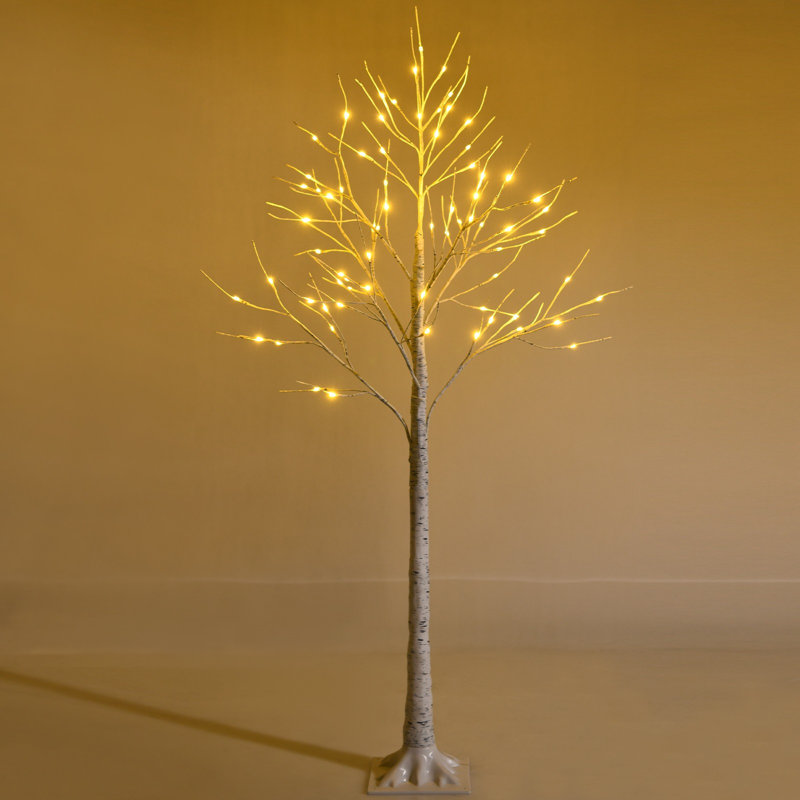 Kaidyn 5 Ft. Led Lighted Artificial White Twig Birch Tree Tabletop Christmas Tree