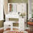 35" Modern Makeup Vanity Desk Set With Lighted Mirror, Electrical Outlets, 5 Drawers & Cabinet, White-137085689
