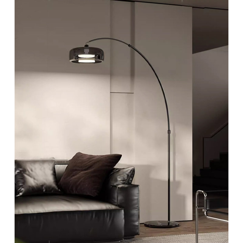 Lampe sur pied à bras arrondi ajustable noir mat