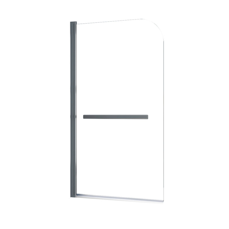 Porte de douche 31 * 55 po, panneau de verre trempé à 180 degrés, poignée en acier inoxydable antirouille, verre transparent de 0,24 po d'épaisseur, pré-assemblé pour une installation facile sur le mur avec accessoires et