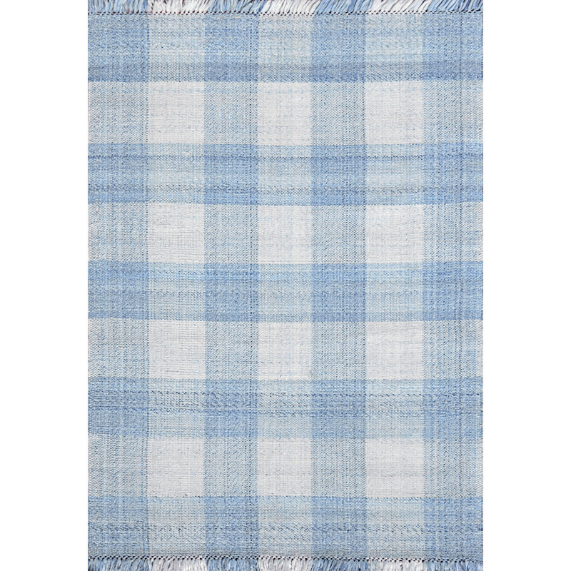 Tapis ivoire / bleu Debarghya, Rectangle 8 pi x 10 pi