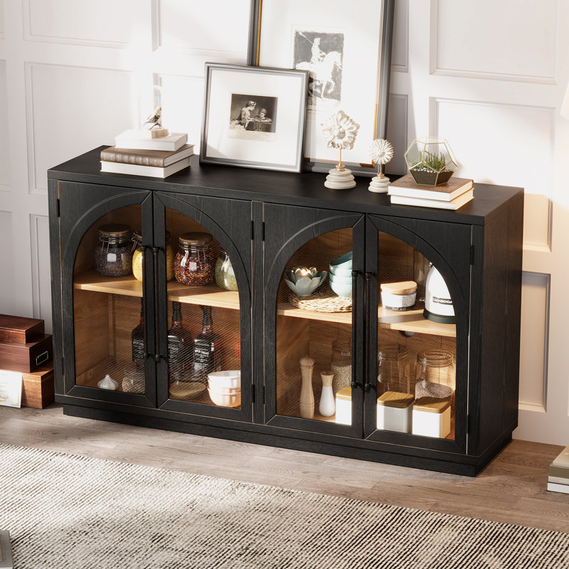 Console de rangement avec 4 portes, Noir