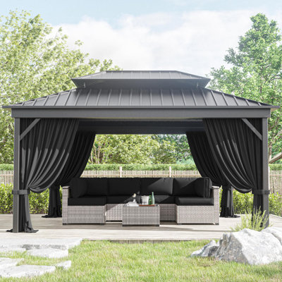 14X12 Ft. Outdoor Gazebo Curtains, 4-Panels Sidewall Curtains (Only Curtains)