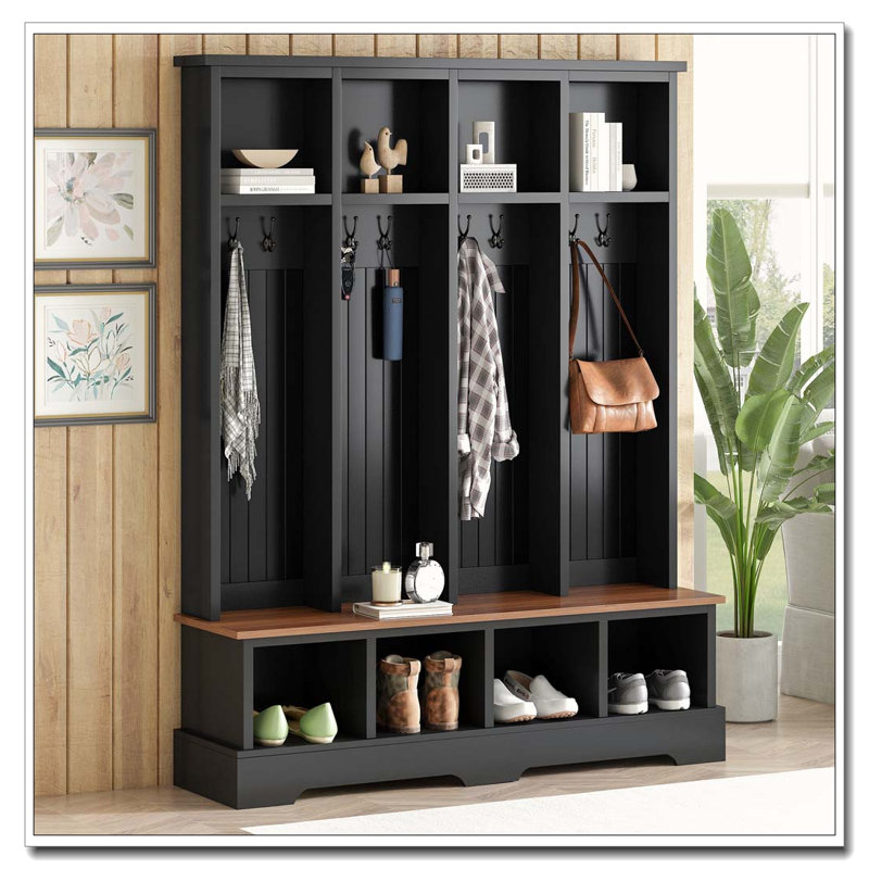 Hall Tree with 8 Hooks, Black