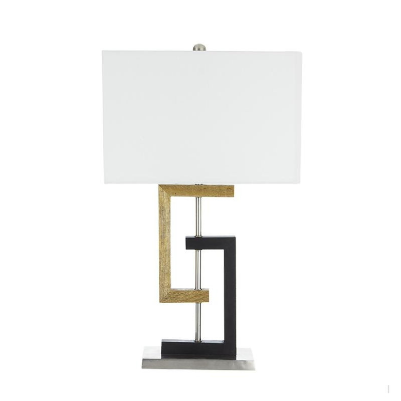 27" H Contemporary Two-Tone Geometric Table Lamp with White Fabric Shade