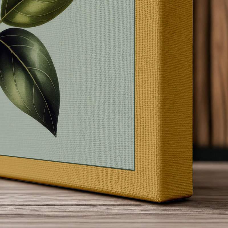 White Bloom Botanical - Wrapped Canvas, 18x12 - 45.7 x 30.5 cm, Ochre Border