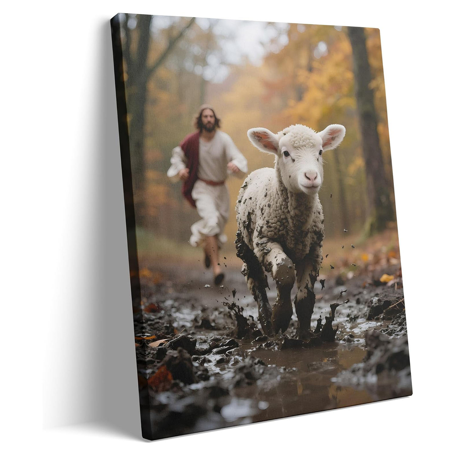 August Grove® Jesus Running After Lost Lamb Canvas Wall Art Jesus And ...