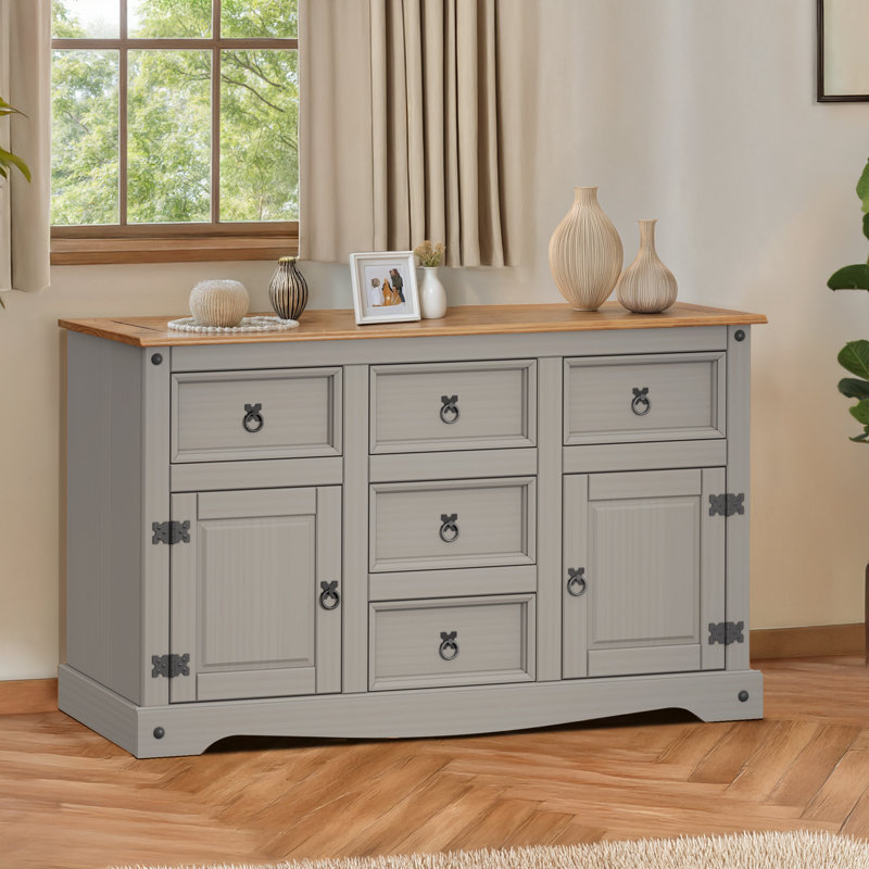 Bridewell 125cm Solid Wood Sideboard, Grey