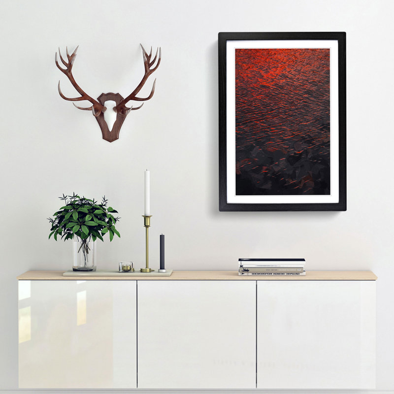 Pink Ocean in Abstract - Framed Print, Black, 60cm H x 40cm W x 2cm D