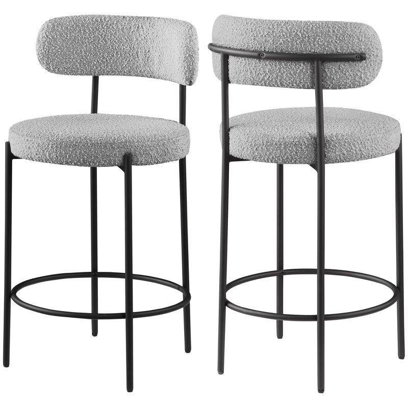 Beacon 26.5'' Counter Stool, Grey Boucle Fabric