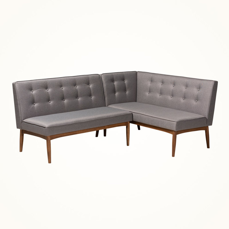 Ensemble de 2 banquettes de coin-repas en tissu gris Tomball H 31,39 po x l 53,25 po x P 26,16 po